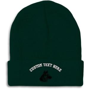 imageCustom Beanies for Men Black German Shepherd Head Embroidery Winter Hats for Women Acrylic Skull Cap 1 SizeForest Green Personalized Text Here