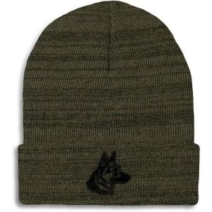 imageCustom Beanies for Men Black German Shepherd Head Embroidery Winter Hats for Women Acrylic Skull Cap 1 SizeHeather Olive Green Design Only
