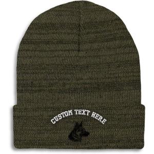 imageCustom Beanies for Men Black German Shepherd Head Embroidery Winter Hats for Women Acrylic Skull Cap 1 SizeHeather Olive Green Personalized Text Here