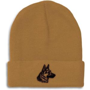 imageCustom Beanies for Men Black German Shepherd Head Embroidery Winter Hats for Women Acrylic Skull Cap 1 SizeKhaki Design Only