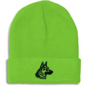 imageCustom Beanies for Men Black German Shepherd Head Embroidery Winter Hats for Women Acrylic Skull Cap 1 SizeLime Design Only
