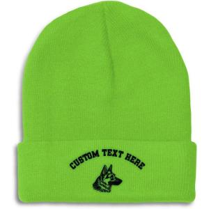 imageCustom Beanies for Men Black German Shepherd Head Embroidery Winter Hats for Women Acrylic Skull Cap 1 SizeLime Personalized Text Here