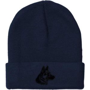 imageCustom Beanies for Men Black German Shepherd Head Embroidery Winter Hats for Women Acrylic Skull Cap 1 SizeNavy Design Only