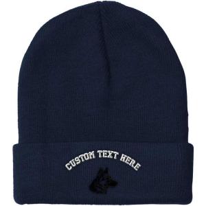 imageCustom Beanies for Men Black German Shepherd Head Embroidery Winter Hats for Women Acrylic Skull Cap 1 SizeNavy Personalized Text Here