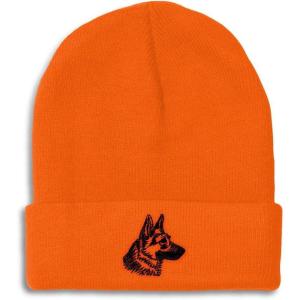 imageCustom Beanies for Men Black German Shepherd Head Embroidery Winter Hats for Women Acrylic Skull Cap 1 SizeOrange Design Only