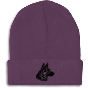 imageCustom Beanies for Men Black German Shepherd Head Embroidery Winter Hats for Women Acrylic Skull Cap 1 SizePurple Design Only