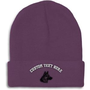 imageCustom Beanies for Men Black German Shepherd Head Embroidery Winter Hats for Women Acrylic Skull Cap 1 SizePurple Personalized Text Here