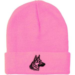 imageCustom Beanies for Men Black German Shepherd Head Embroidery Winter Hats for Women Acrylic Skull Cap 1 SizeSoft Pink Design Only