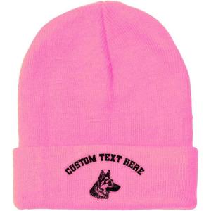imageCustom Beanies for Men Black German Shepherd Head Embroidery Winter Hats for Women Acrylic Skull Cap 1 SizeSoft Pink Personalized Text Here