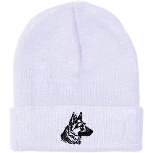imageCustom Beanies for Men Black German Shepherd Head Embroidery Winter Hats for Women Acrylic Skull Cap 1 SizeWhite Design Only