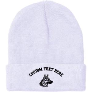 imageCustom Beanies for Men Black German Shepherd Head Embroidery Winter Hats for Women Acrylic Skull Cap 1 SizeWhite Personalized Text Here