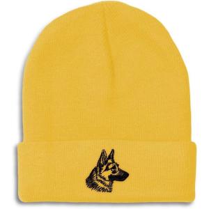 imageCustom Beanies for Men Black German Shepherd Head Embroidery Winter Hats for Women Acrylic Skull Cap 1 SizeYellow Design Only