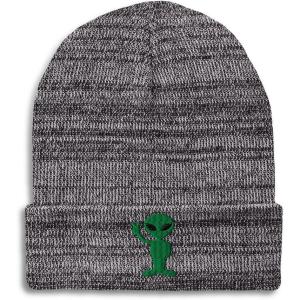 imageSpeedy Pros Beanies for Men Alien Peace Sign Embroidery Symbols Winter Hats for Women Acrylic Skull Cap 1 SizeHeather Grey Design Only