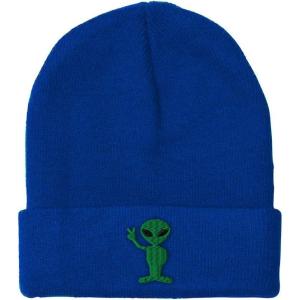 imageSpeedy Pros Beanies for Men Alien Peace Sign Embroidery Symbols Winter Hats for Women Acrylic Skull Cap 1 SizeRoyal Blue Design Only