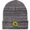 imageSpeedy Pros Beanies for Men Plants Fringe Sunflower Embroidery Winter Hats for Women Acrylic Skull Cap 1 SizeHeather Grey Design Only