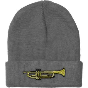 imageBeanies for Men Trumpet Music B Embroidery Music Trumpet Winter Hats for Women Acrylic Skull Cap 1 SizeLight Grey Design Only