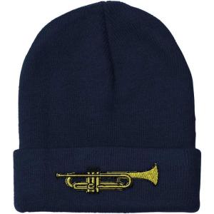 imageBeanies for Men Trumpet Music B Embroidery Music Trumpet Winter Hats for Women Acrylic Skull Cap 1 SizeNavy Design Only