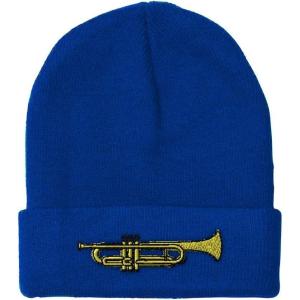 imageBeanies for Men Trumpet Music B Embroidery Music Trumpet Winter Hats for Women Acrylic Skull Cap 1 SizeRoyal Blue Design Only