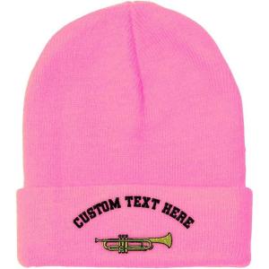imageBeanies for Men Trumpet Music B Embroidery Music Trumpet Winter Hats for Women Acrylic Skull Cap 1 SizeSoft Pink Personalized Text Here