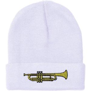 imageBeanies for Men Trumpet Music B Embroidery Music Trumpet Winter Hats for Women Acrylic Skull Cap 1 SizeWhite Design Only