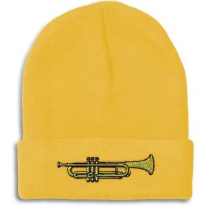 imageBeanies for Men Trumpet Music B Embroidery Music Trumpet Winter Hats for Women Acrylic Skull Cap 1 SizeYellow Design Only