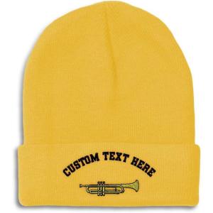 imageBeanies for Men Trumpet Music B Embroidery Music Trumpet Winter Hats for Women Acrylic Skull Cap 1 SizeYellow Personalized Text Here