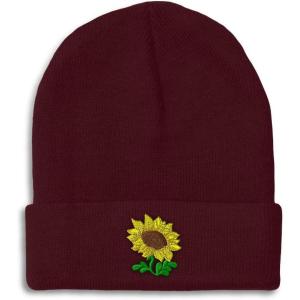 imageSpeedy Pros Beanies for Men Plants Fringe Sunflower Embroidery Winter Hats for Women Acrylic Skull Cap 1 SizeBurgundy Design Only