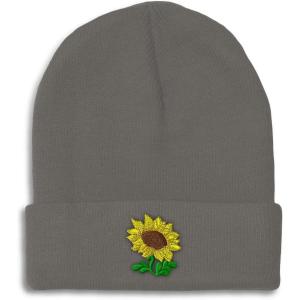 imageSpeedy Pros Beanies for Men Plants Fringe Sunflower Embroidery Winter Hats for Women Acrylic Skull Cap 1 SizeDark Grey Design Only