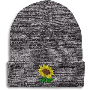 imageSpeedy Pros Beanies for Men Plants Fringe Sunflower Embroidery Winter Hats for Women Acrylic Skull Cap 1 SizeHeather Grey Design Only