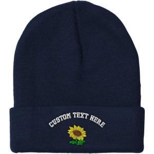 imageSpeedy Pros Beanies for Men Plants Fringe Sunflower Embroidery Winter Hats for Women Acrylic Skull Cap 1 SizeNavy Personalized Text Here