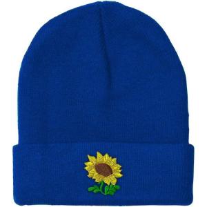 imageSpeedy Pros Beanies for Men Plants Fringe Sunflower Embroidery Winter Hats for Women Acrylic Skull Cap 1 SizeRoyal Blue Design Only