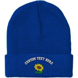 imageSpeedy Pros Beanies for Men Plants Fringe Sunflower Embroidery Winter Hats for Women Acrylic Skull Cap 1 SizeRoyal Blue Personalized Text Here