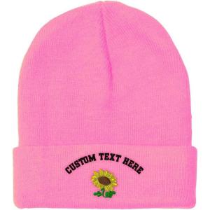 imageSpeedy Pros Beanies for Men Plants Fringe Sunflower Embroidery Winter Hats for Women Acrylic Skull Cap 1 SizeSoft Pink Personalized Text Here
