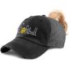 imageSpeedy Pros Womens Ponytail Cap Softball Embroidery Cotton Distressed Trucker HatsBlack