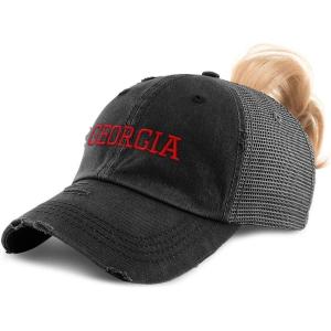 imageCustom Womens Ponytail Cap Georgia State America USA D Embroidery CottonBlack Design Only