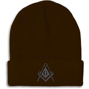 imageSpeedy Pros Beanies for Men Mason Gray Thread Embroidery Construction Winter Hats for Women Acrylic Skull Cap 1 SizeBrown Design Only