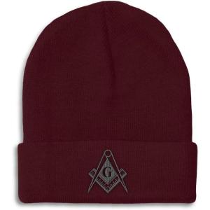 imageSpeedy Pros Beanies for Men Mason Gray Thread Embroidery Construction Winter Hats for Women Acrylic Skull Cap 1 SizeBurgundy Design Only