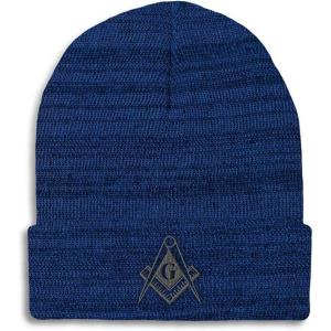 imageSpeedy Pros Beanies for Men Mason Gray Thread Embroidery Construction Winter Hats for Women Acrylic Skull Cap 1 SizeHeather Royal Blue Design Only