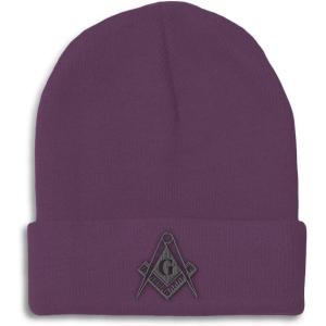 imageSpeedy Pros Beanies for Men Mason Gray Thread Embroidery Construction Winter Hats for Women Acrylic Skull Cap 1 SizePurple Design Only