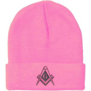 imageSpeedy Pros Beanies for Men Mason Gray Thread Embroidery Construction Winter Hats for Women Acrylic Skull Cap 1 SizeSoft Pink Design Only