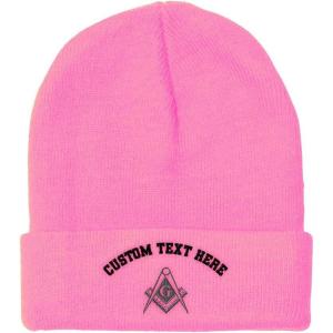 imageSpeedy Pros Beanies for Men Mason Gray Thread Embroidery Construction Winter Hats for Women Acrylic Skull Cap 1 SizeSoft Pink Personalized Text Here