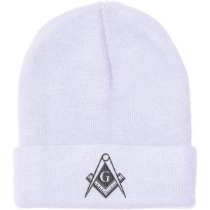 imageSpeedy Pros Beanies for Men Mason Gray Thread Embroidery Construction Winter Hats for Women Acrylic Skull Cap 1 SizeWhite Design Only