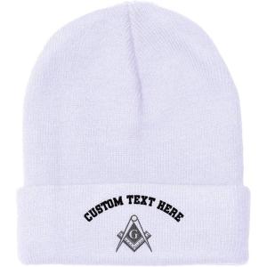 imageSpeedy Pros Beanies for Men Mason Gray Thread Embroidery Construction Winter Hats for Women Acrylic Skull Cap 1 SizeWhite Personalized Text Here