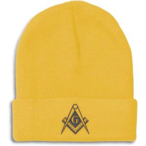 imageSpeedy Pros Beanies for Men Mason Gray Thread Embroidery Construction Winter Hats for Women Acrylic Skull Cap 1 SizeYellow Design Only