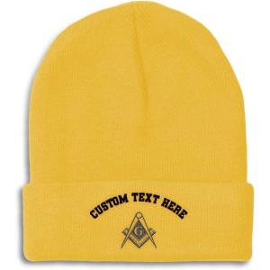 imageSpeedy Pros Beanies for Men Mason Gray Thread Embroidery Construction Winter Hats for Women Acrylic Skull Cap 1 SizeYellow Personalized Text Here