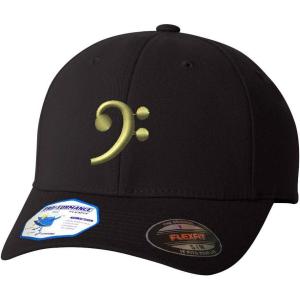imageBlack Bass Clef Gold Flexfit Adult ProFormance Branded Hat Black LargeXLarge