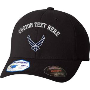 imageCustom Flexfit Hats for Men ampamp Women Air Force Emblem Embroidery Insignias Polyester Dad Hat Baseball CapBlack Personalized Text Here