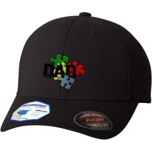 imageCustom Flexfit Hats for Men ampamp Women Autism Dad Awareness Logo EmbroideryBlack