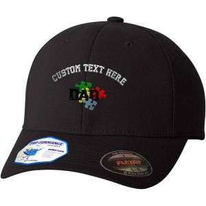 imageCustom Flexfit Hats for Men ampamp Women Autism Dad Awareness Logo EmbroideryBlack Personalized Text Here