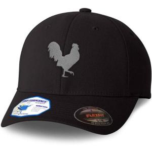 imageCustom Flexfit Hats for Men ampamp Women Grey Rooster in A Poultry EmbroideryBlack Design Only